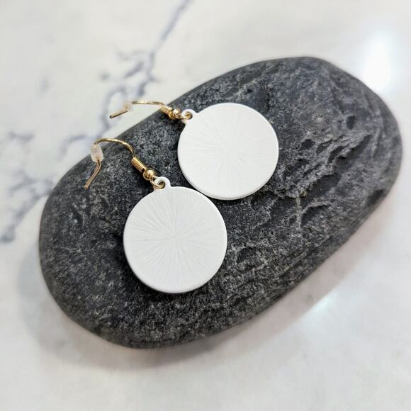 HAPPY FACE Black and White Hook Earrings Smile Have a Nice Day NEW - Picture 4 of 5